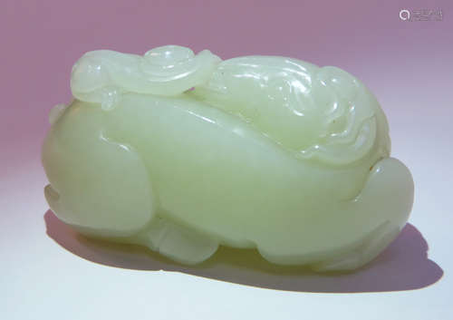 White Jade Carving Of A Horse With Monkey Rider