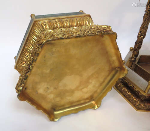 Gilt Bronze & White Jade Censer