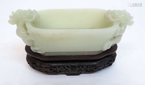 Double Dragon White Jade Brush Washer