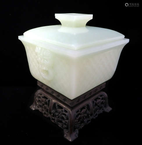 White Jade Censer With Stand