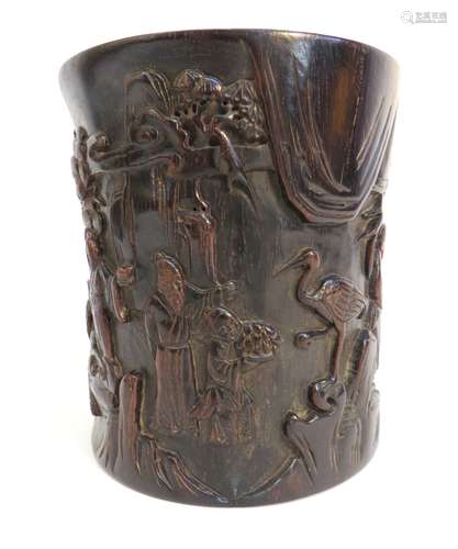 Zitan Carved Brush Pot