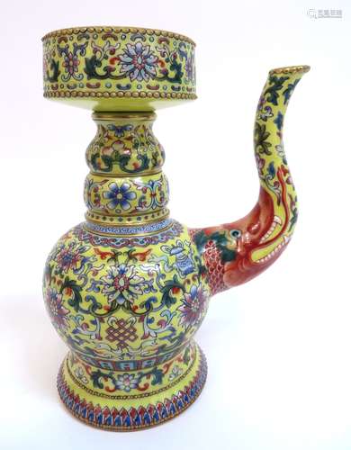 Doucai Enamel Glazed Chinese Tea Pot