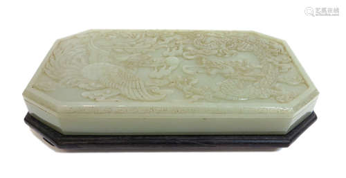 Carved White Jade Ink Box