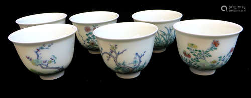 Set Of Six Kangxi Flower Cups