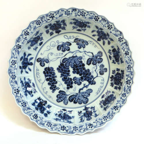 Ming Dynasty Blue And White Porcelain Charger