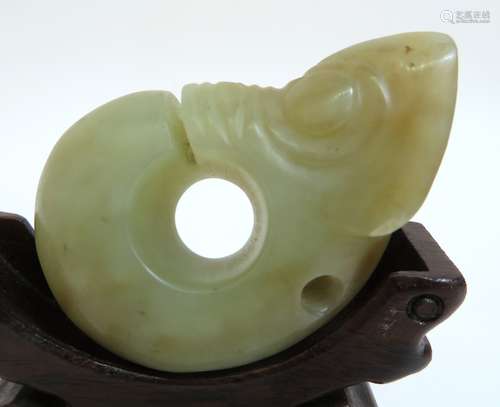 Chinese Hong Shan Jade Pig Dragon Pendant