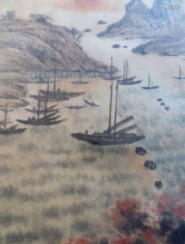 Antique Chinese Watercolor Seascape