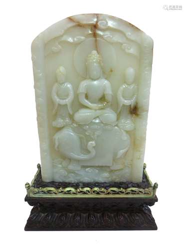 White Jade Guanyin Miniature Table Screen