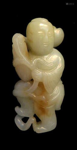 Chinese White Jade Child Carving