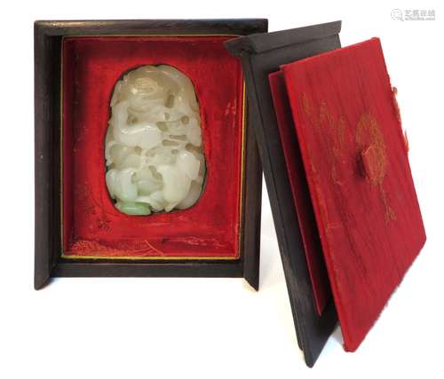 White Jade Zodiac Carving  In Zitan Box