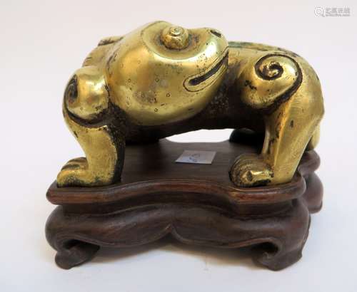 Han Dynasty Gilt Bronze Dragon On Stand