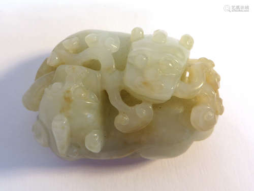 20th Century Carved Jade Lions