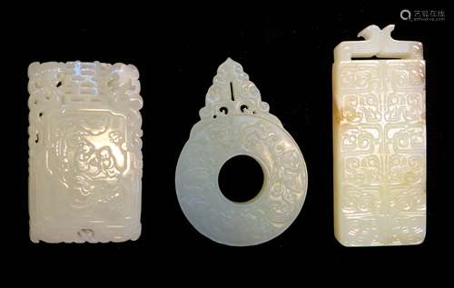 Three White Jade Pendants