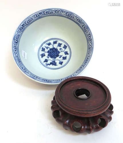 Blue And White Ming Bowl With Stand