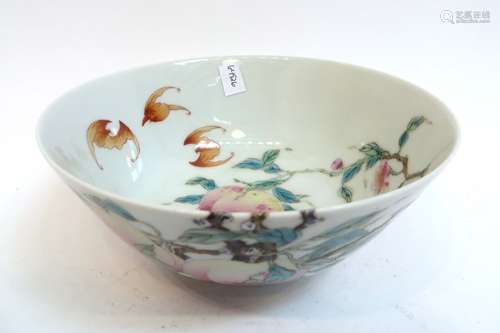 Yongzheng Peaches And Bats Porcelain Bowl