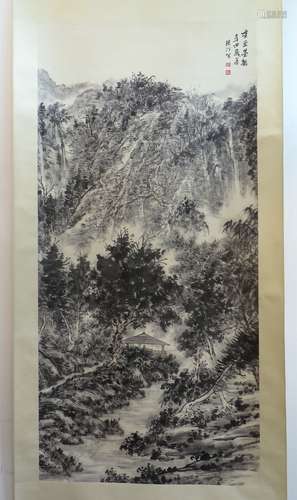 Chinese Painted Mountain Scroll