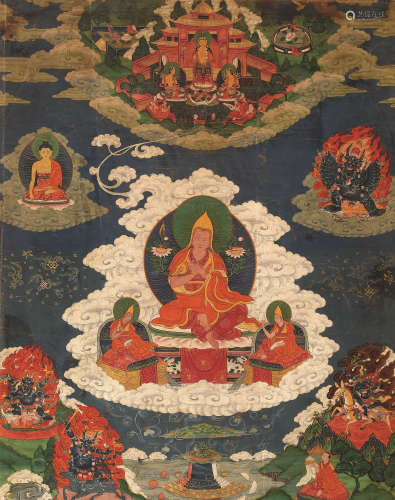 十八世紀 宗喀巴 西藏 棉布礦物顏料