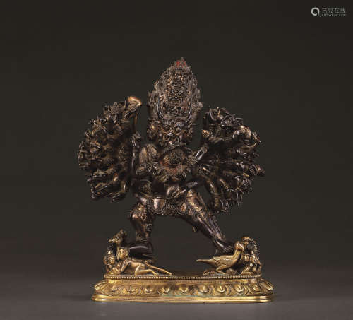 十八世紀 大威德金剛 西藏 銅鎏金