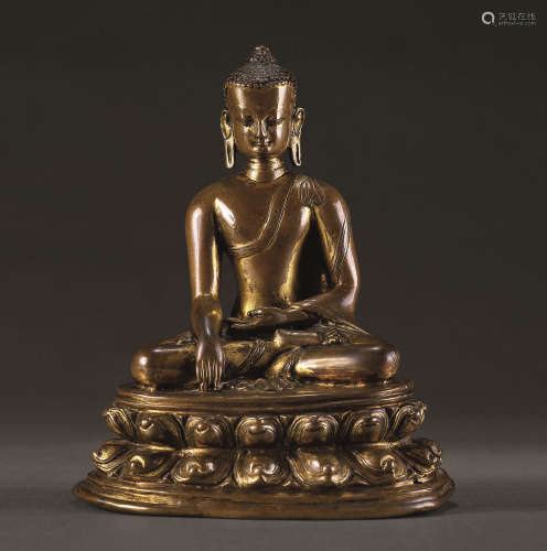 十五世紀 釋迦牟尼佛 西藏 銅鎏金