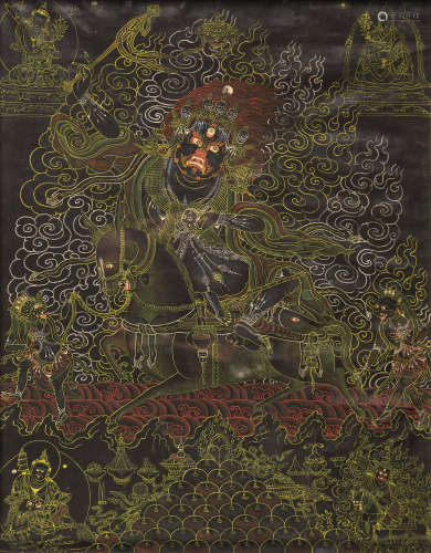 十八世紀 吉祥天母 西藏 棉布礦物顏料