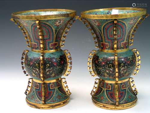 Pair of Chinese Cloisonne Vases.