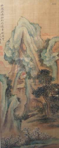 Chinese Water Color Painting on Silk, Signed Gao Feng Han