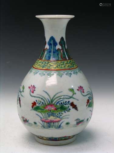 Chinese Doucai Porcelain Vase, Yongzheng Mark.