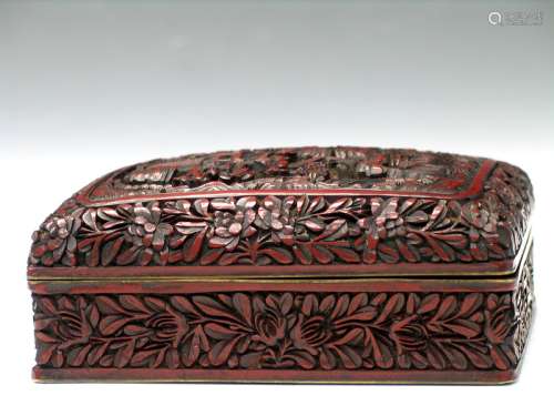 Chinese Carved Laccquer Box.