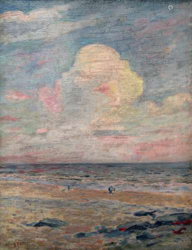 Clouds and Sunshine Cornish Coast oil on board, signed lower left by Edgar Hewitt Nye(1879-1943), American DC Artist.