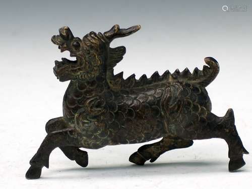 Chinese Bronze Figure of Chilong, Ming Period