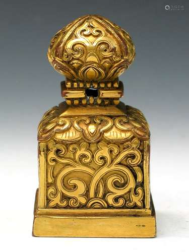 Tibetan Gilt Bronze Seal