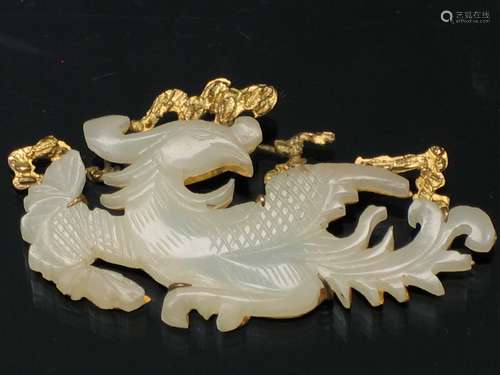 Chinese Carved White Jade Brooch