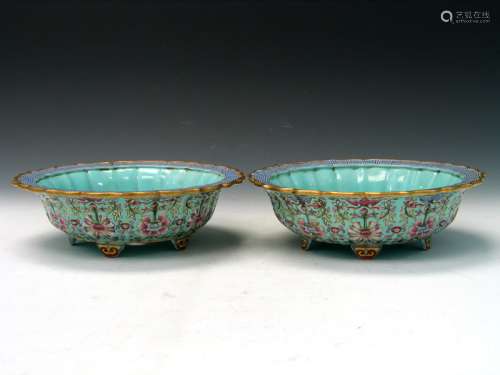 Pair of Chinese Famille Rose Porcelain Planters