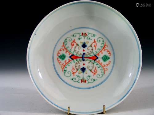 Chinese Doucai Porcelain Plate, Xianfeng Mark.