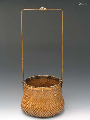 Antique Japanese Bamboo Flower Basket.