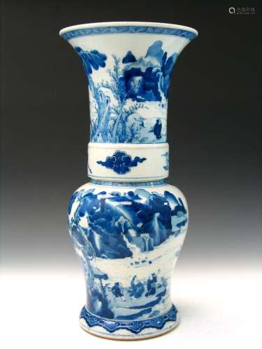 Chinese Yenyen Blue and White Porcelain Vase.