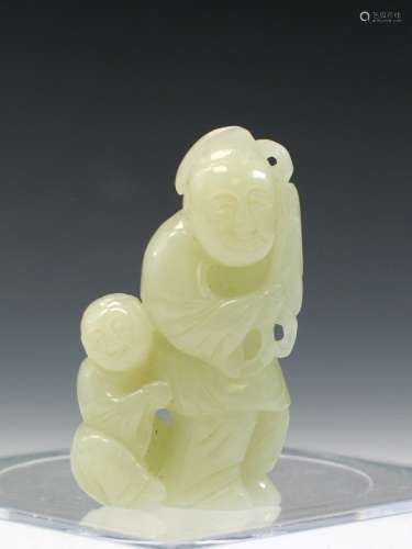 Chinese Celadon Jade Carving of Two Boys