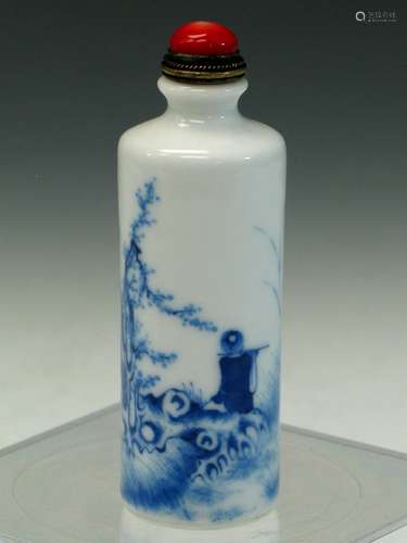 Chinese Blue and White Porcelain Snuff Bottle.