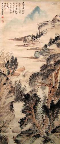 Chinese Water Color Painting Scroll, Signed Tang Yun.
