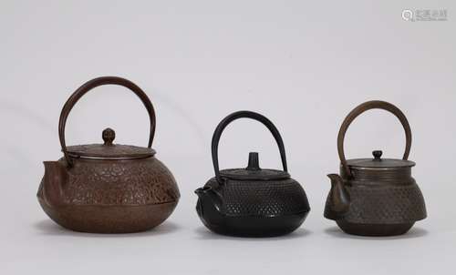 3 Pieces of Japanese Iron Teapots