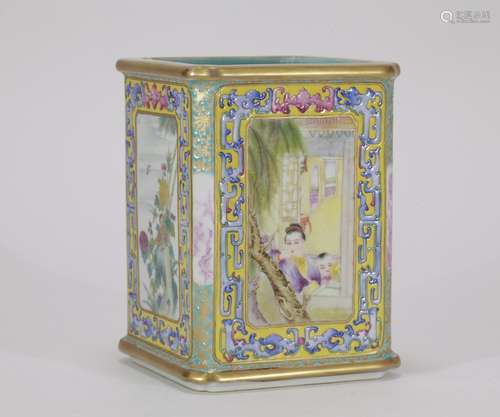 Chinese Enamel Porcelain Brush Pot