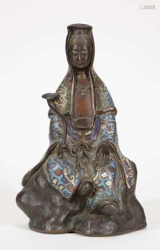 19th C. Chinese Enamel Bronze Guanyin