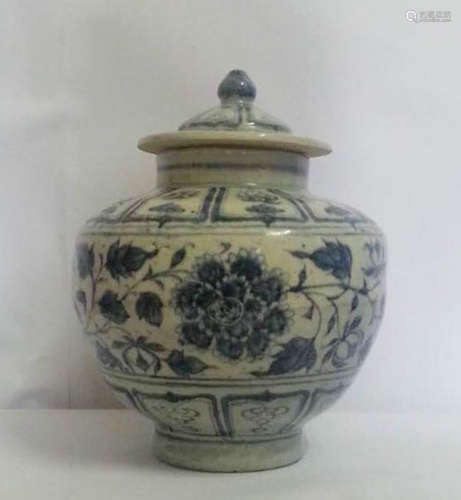 Yuan Dynasty Chinese Blue/White Porcelain Jar