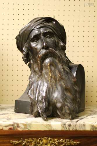 Terracotta Bust of a Rabbi, Signed & Sealed -19th