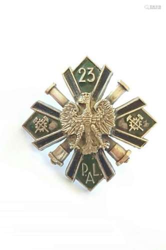 Antique Polish Artillery Enamel Badge
