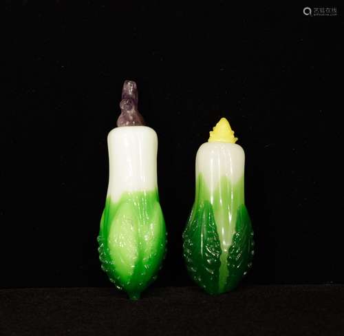 Pair of Chinese Glass Snuff Bottle