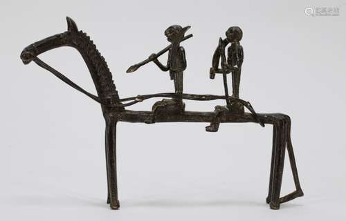 African Metal Horses w/ Two Warriors