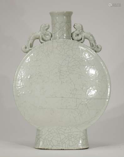 Chinese Celadon Porcelain Ge Style Flat Vase