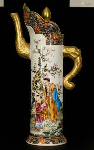 Chinese enamel style porcelain pitcher