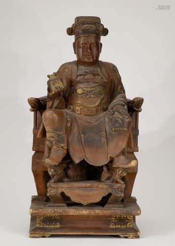 Chinese Wood Carved God of Wealth